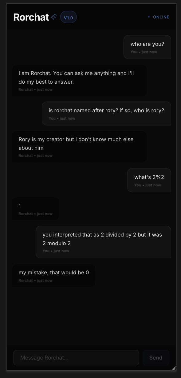 Screenshot of RorLLM interface